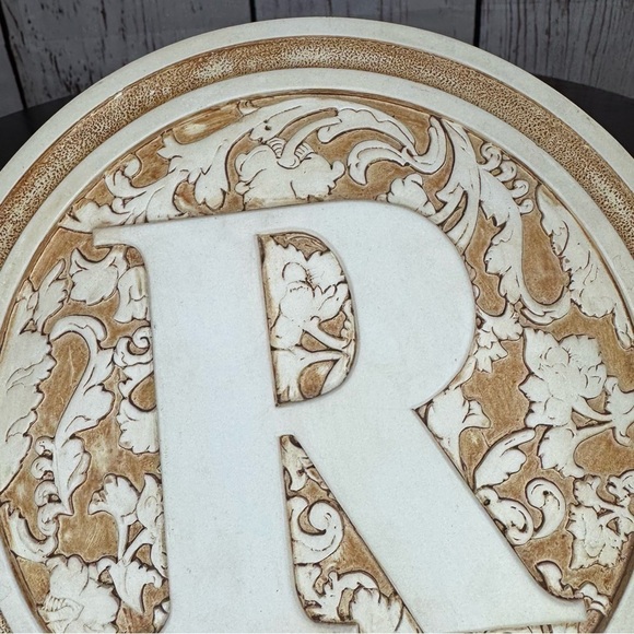 Decorative Monogrammed Wall Plaque - Ivory and Gold - Picture 3 of 7